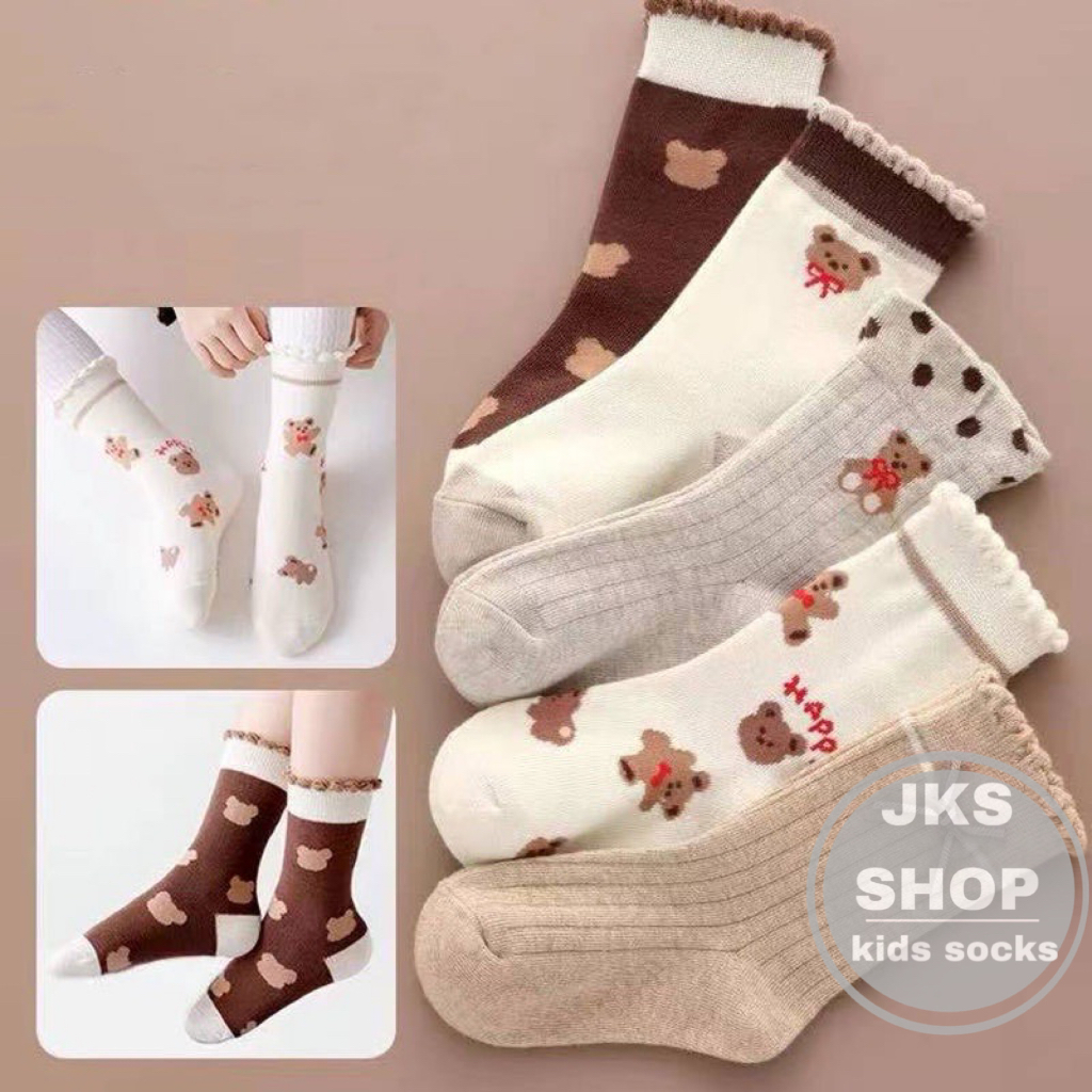 JKS 5pair Baby Socks 3-5 Years Old Korean Cute Cartoon Lace Socks for ...