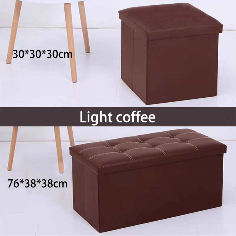 Leather ottoman storage box stool Rectangular storage stool sit adult sofa folding storage chair