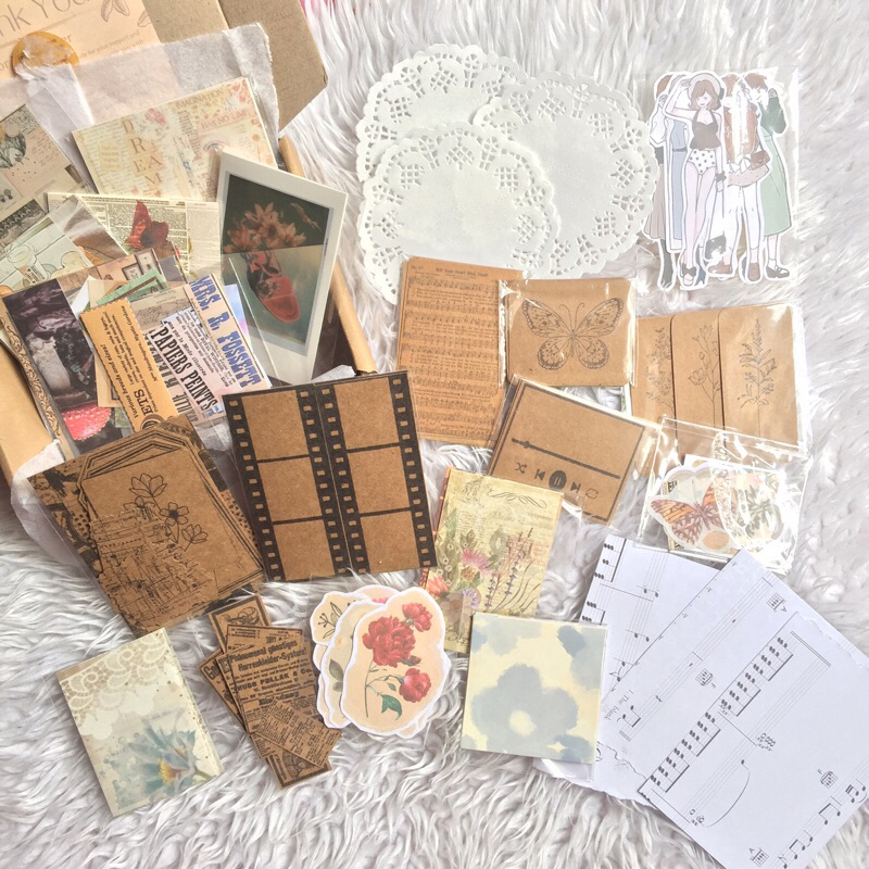 350pcs Vintage Aesthetic Minimalist Themed Journal Kit for Scrapbook ...