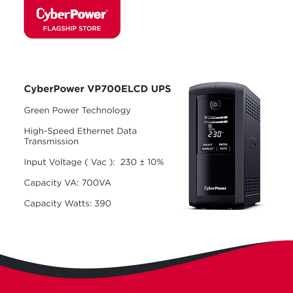 CyberPower UPS VP700ELCD UPS 700VA 390W Green 2 Year WA | Shopee ...