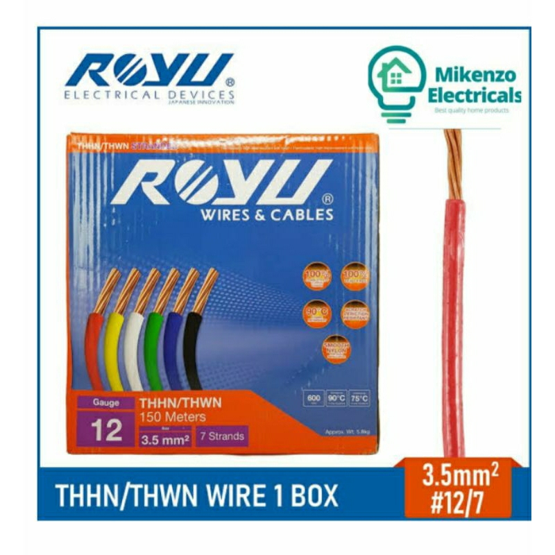 Royu THHN/THWN 14/7 2.0mm², 12/7 3.5 mm², 10/7 5.5 mm² ,8/7 8.0 mm² ...