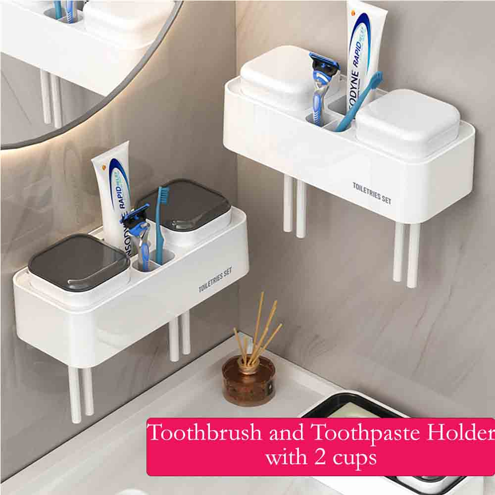 Activebae 2 Way Wall Mounted Countertop Toothbrush Toothpaste Holder w ...