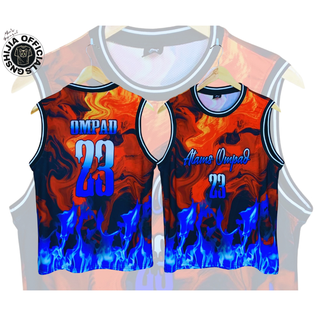 Shijia #1058 Basketball Jersey Sando Red-Blue Graphic Shirt for Men and  Women