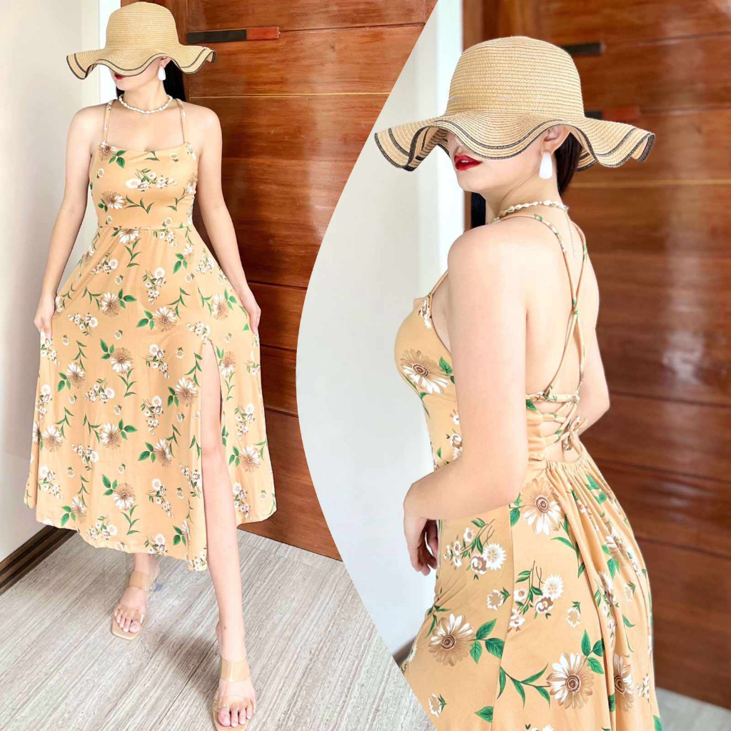 Beach store dress shopee