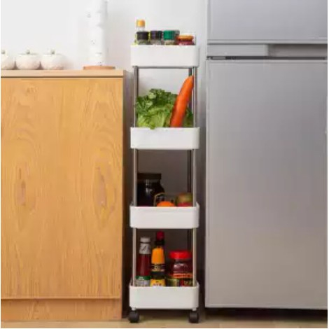 4 Layer Moving Rack Home Bedroom Bathroom Organizer Kitchen Storage ...