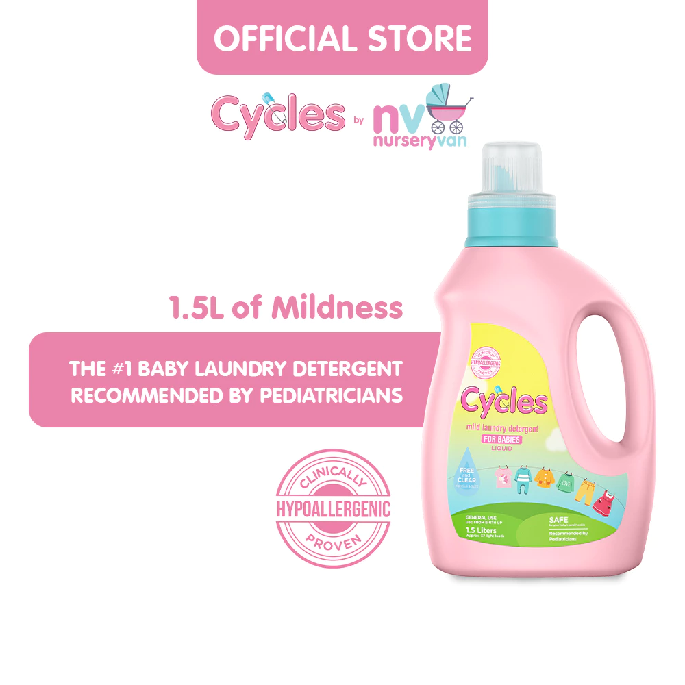 Cycles Baby Laundry Liquid Detergent - Hypoallergenic, 38 light loads - 1.5L Bottle