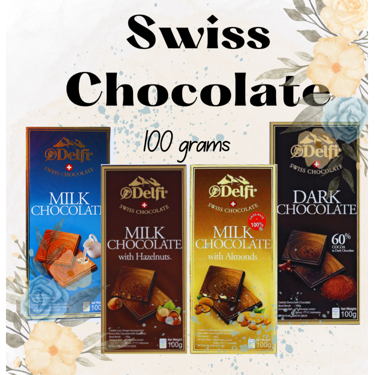 Delfi Swiss Chocolate Bars 100 grams with 4 Variations Shopee Philippines