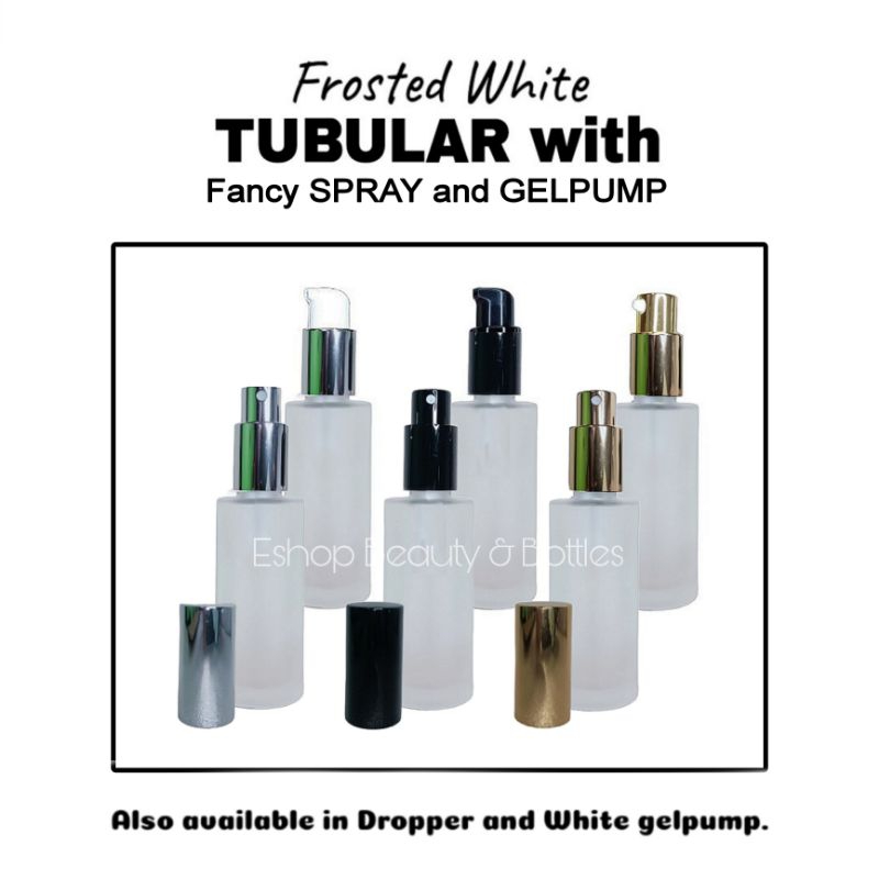 30ml Frosted White Glass Tubular x Pink Bottle Fancy Closure (Gelpump & Spray) Shopee Philippines