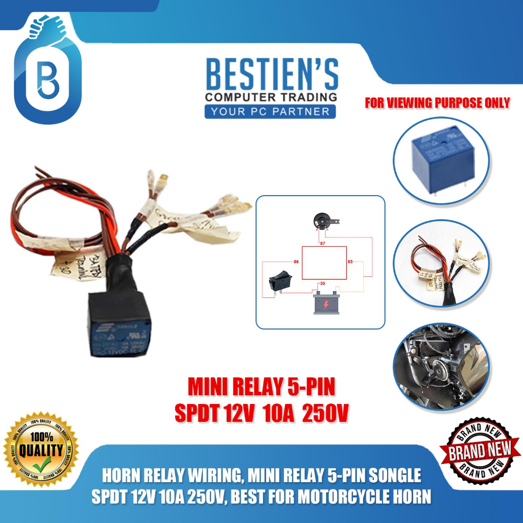 HORN RELAY WIRING, MINI RELAY 5-PIN SONGLE SPDT 12V 10A 250V, BEST FOR ...