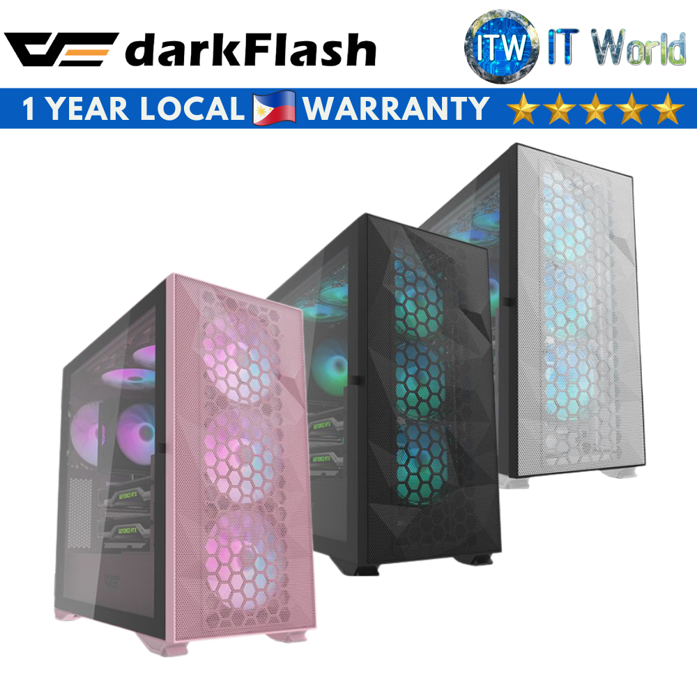 Darkflash DLX21 Mesh Tempered Glass EATX PC Case (Black/White/Pink