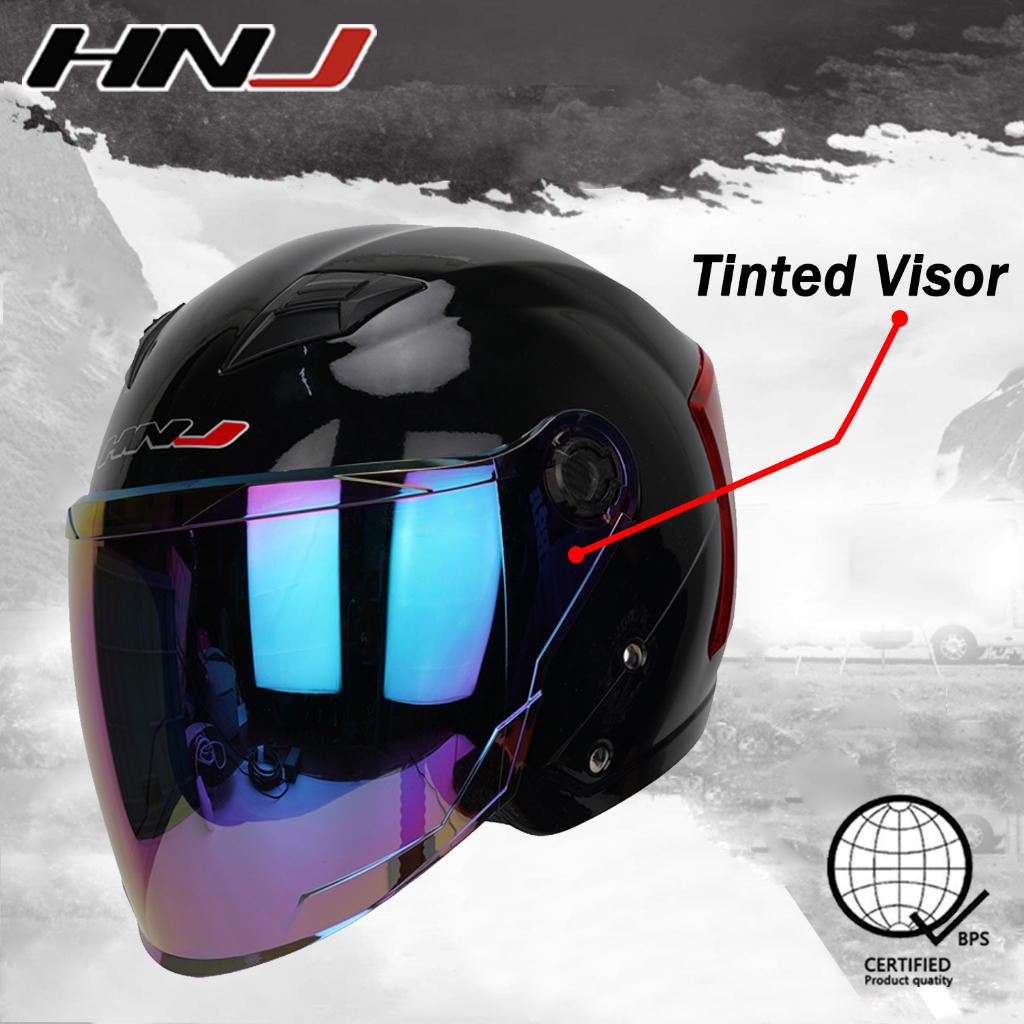 Hnj A Tinted Half Face Helmet For Motorcycle Men And Women With Icc Shopee Philippines