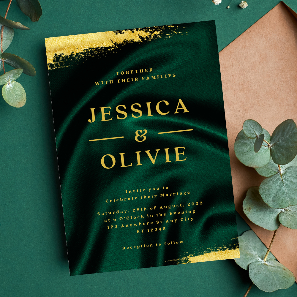 Emerald Green & Gold Wedding Invitation | Shopee Philippines