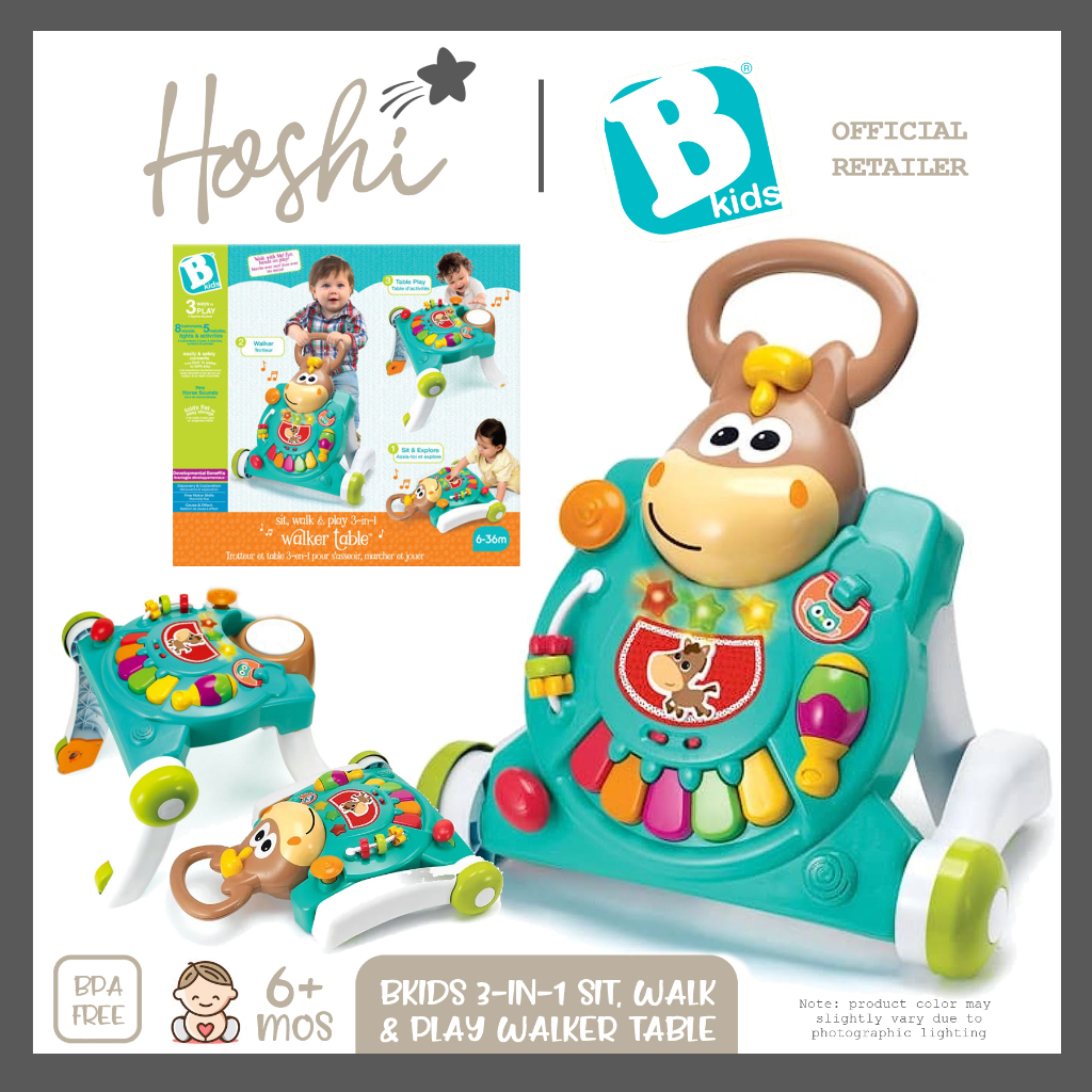 Hoshi Baby x BKids 3 in 1 Sit Walk and Play Learning Walker Table Musical Toy Infant Toddler 6M Shopee Philippines