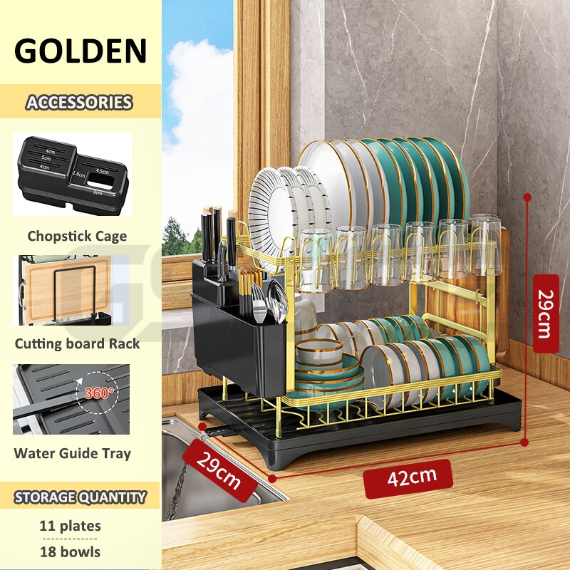 GSlife 2/3 Tiers Dish Drying Rack Kitchen Rack Dish Rack Kitchen ...