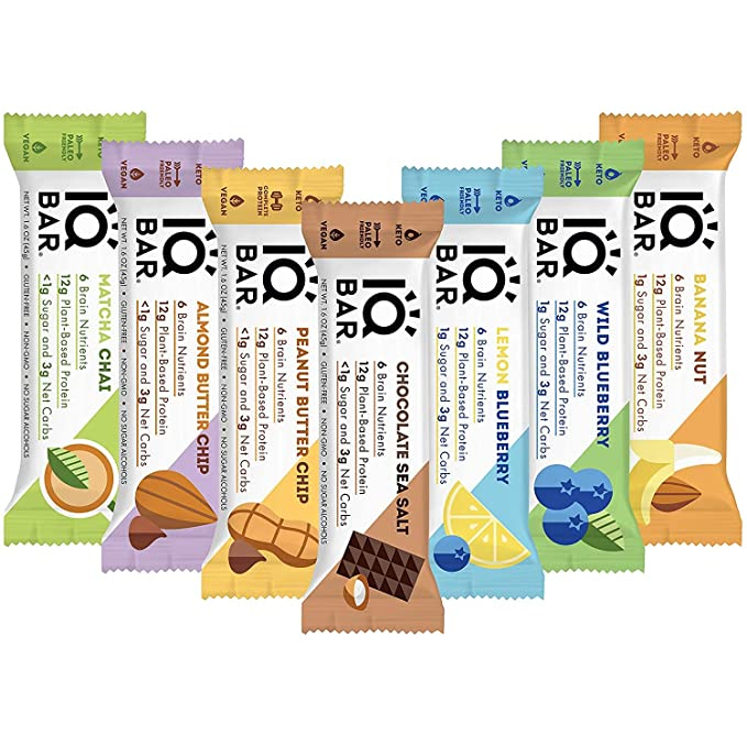 IQBAR Brain and Body Keto Protein Bars Low Carb, High Fiber, Low Sugar
