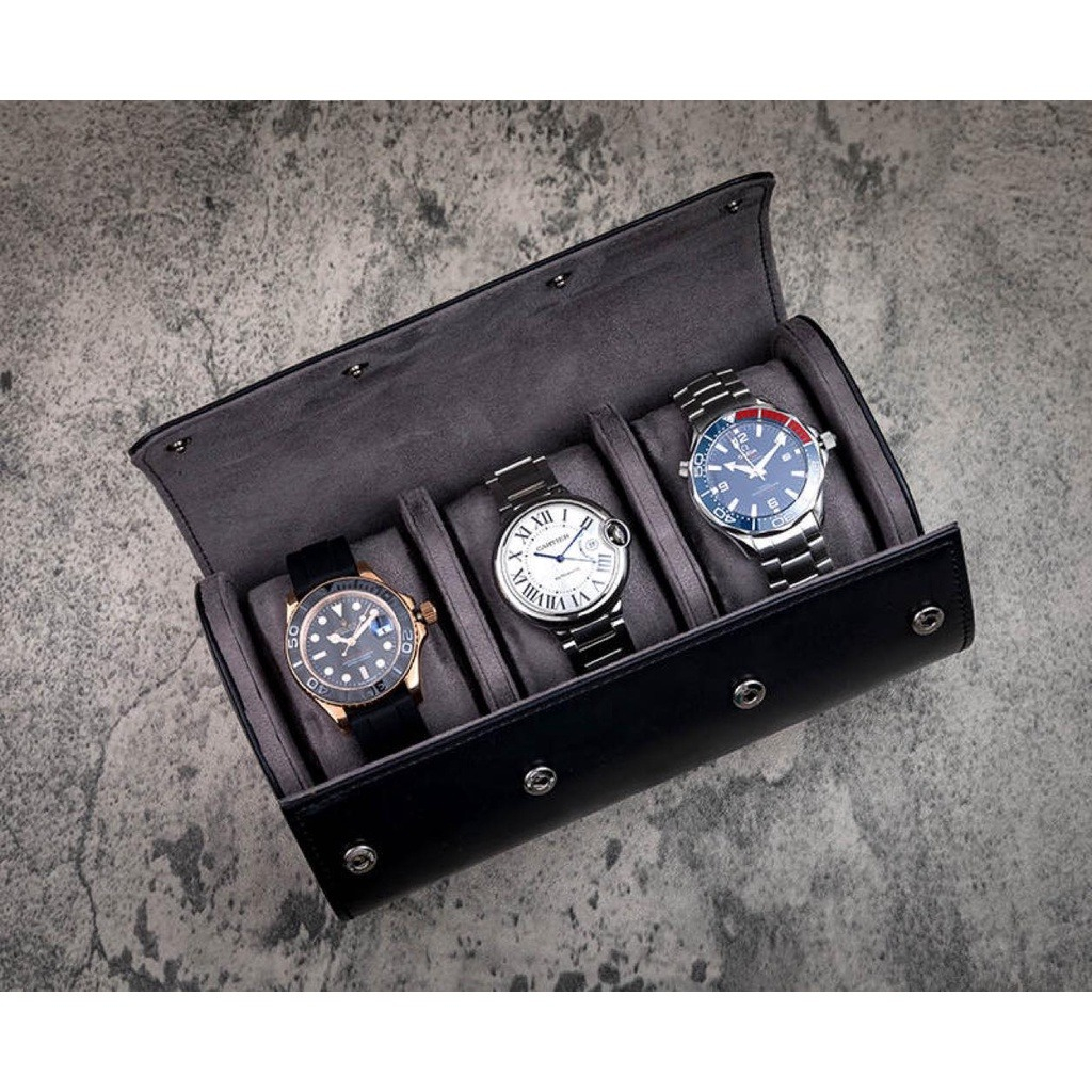 Premium Watch Roll 1-slot 2-slot 3-slot Leather Portable Travel Watch ...