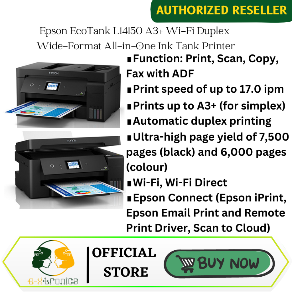 Epson Ecotank L14150 A3 Wi Fi Duplex Wide Format All In One Ink Tank Printer Shopee Philippines