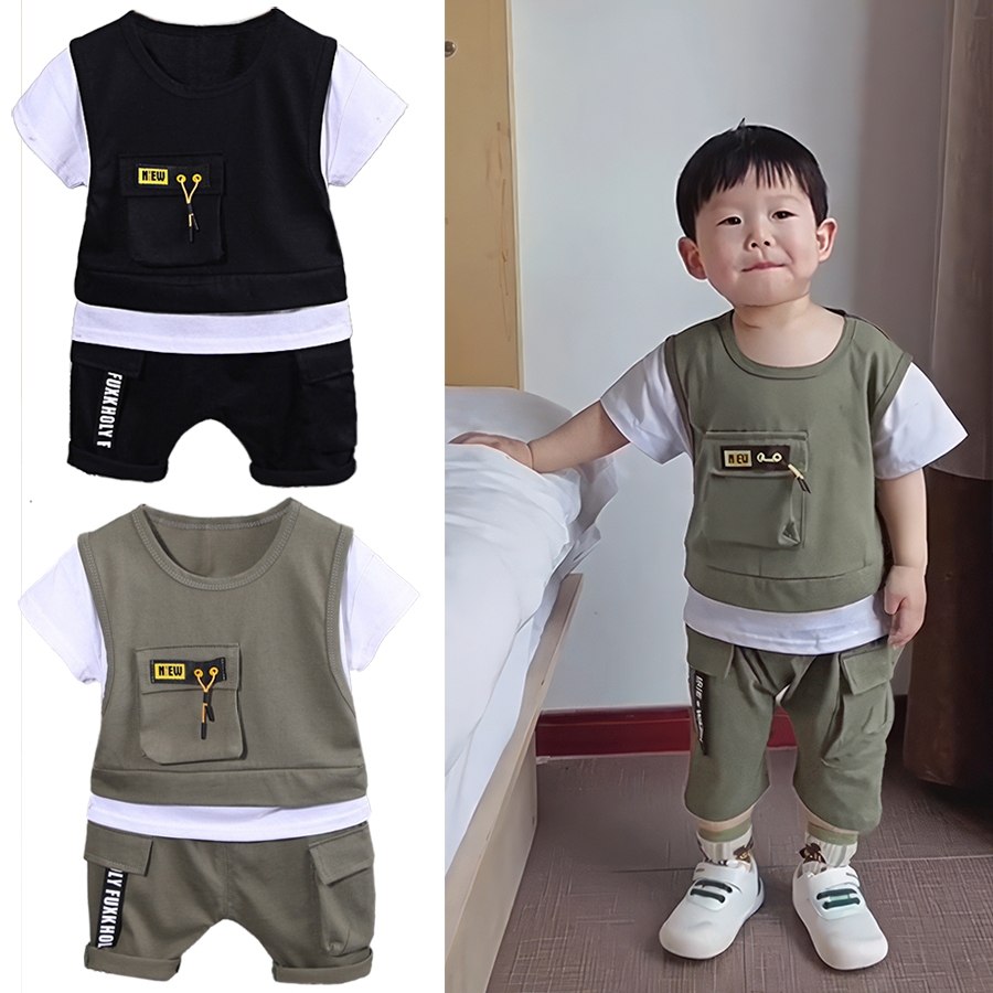 (6M-5Y) Baby Steps Clothes Terno for Kids Boys Fashion Tshirt Shorts 2 ...