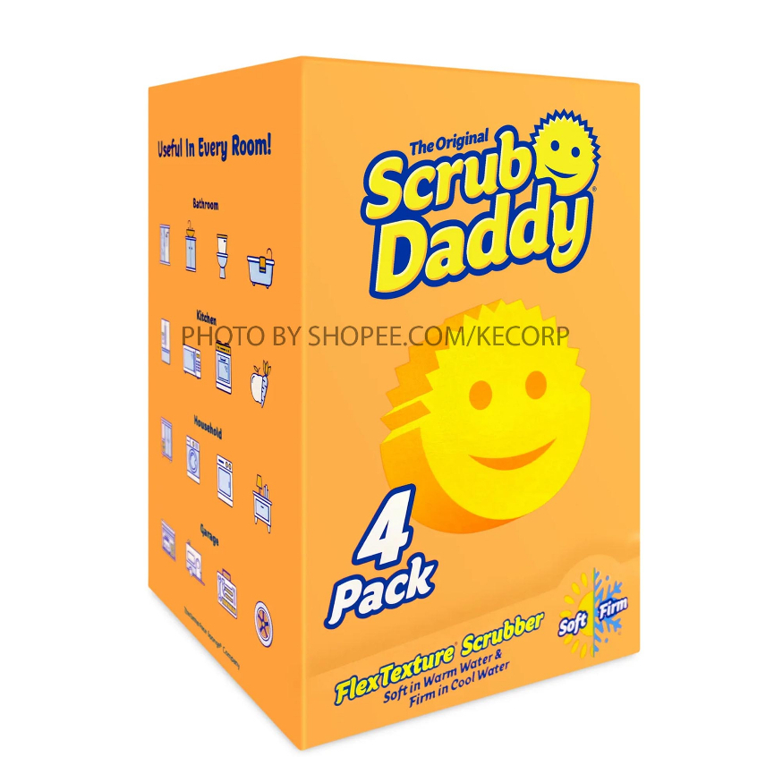 Scrub Daddy Original FlexTexture Scrubber Yellow 4 Pack Bundle US ...