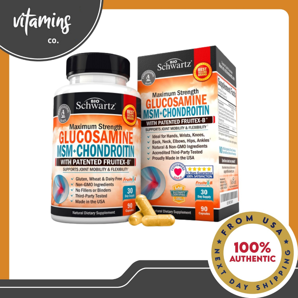 BioSchwartz Glucosamine MSM + Chondroitin With Patented Fruitex-B (90 ...