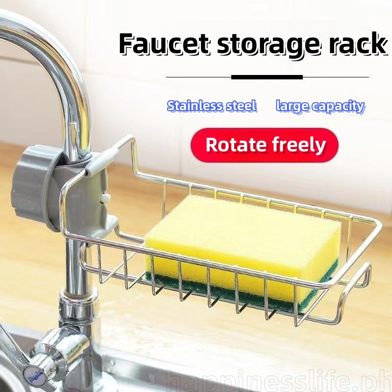 Stainless Steel Kitchen Bathroom Sink Faucet Storage Shelves Rack ...