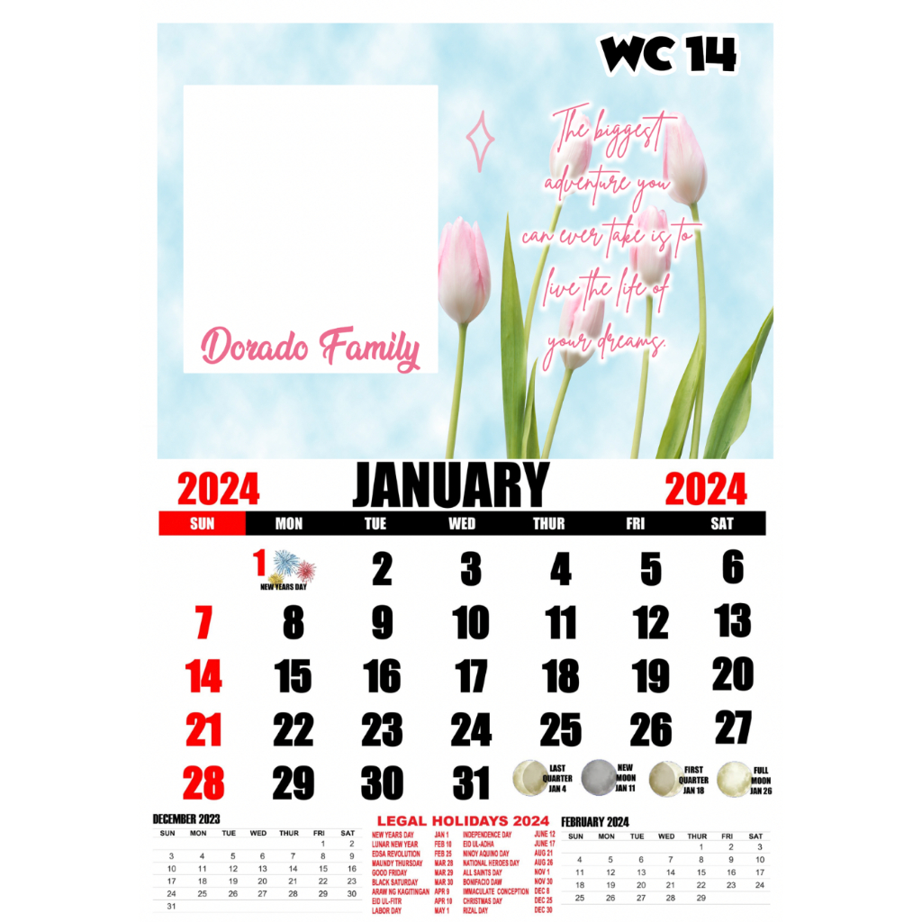 2024 CUSTOMIZED / PERSONALIZED WALL CALENDAR Shopee Philippines