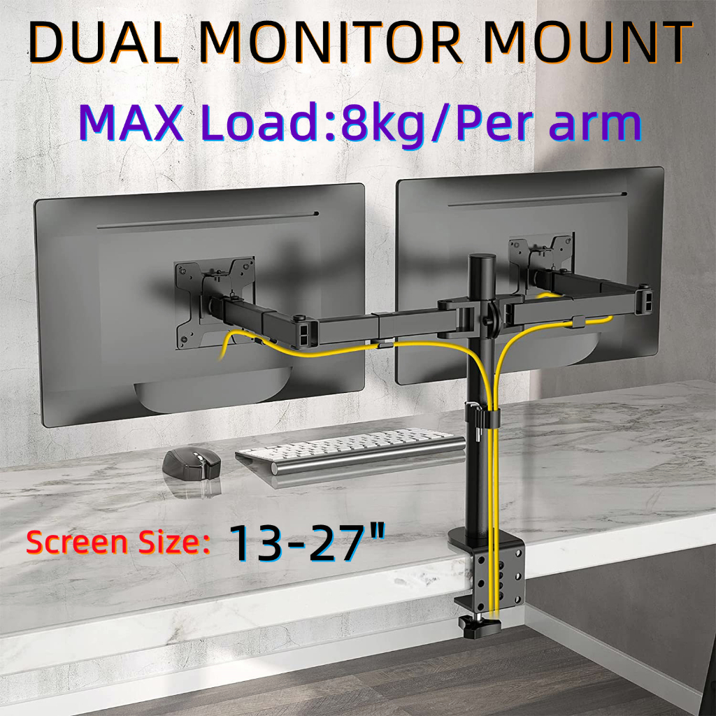 Dual Monitor Mount Computer Monitor Bracket for 13"27" with Cclamp