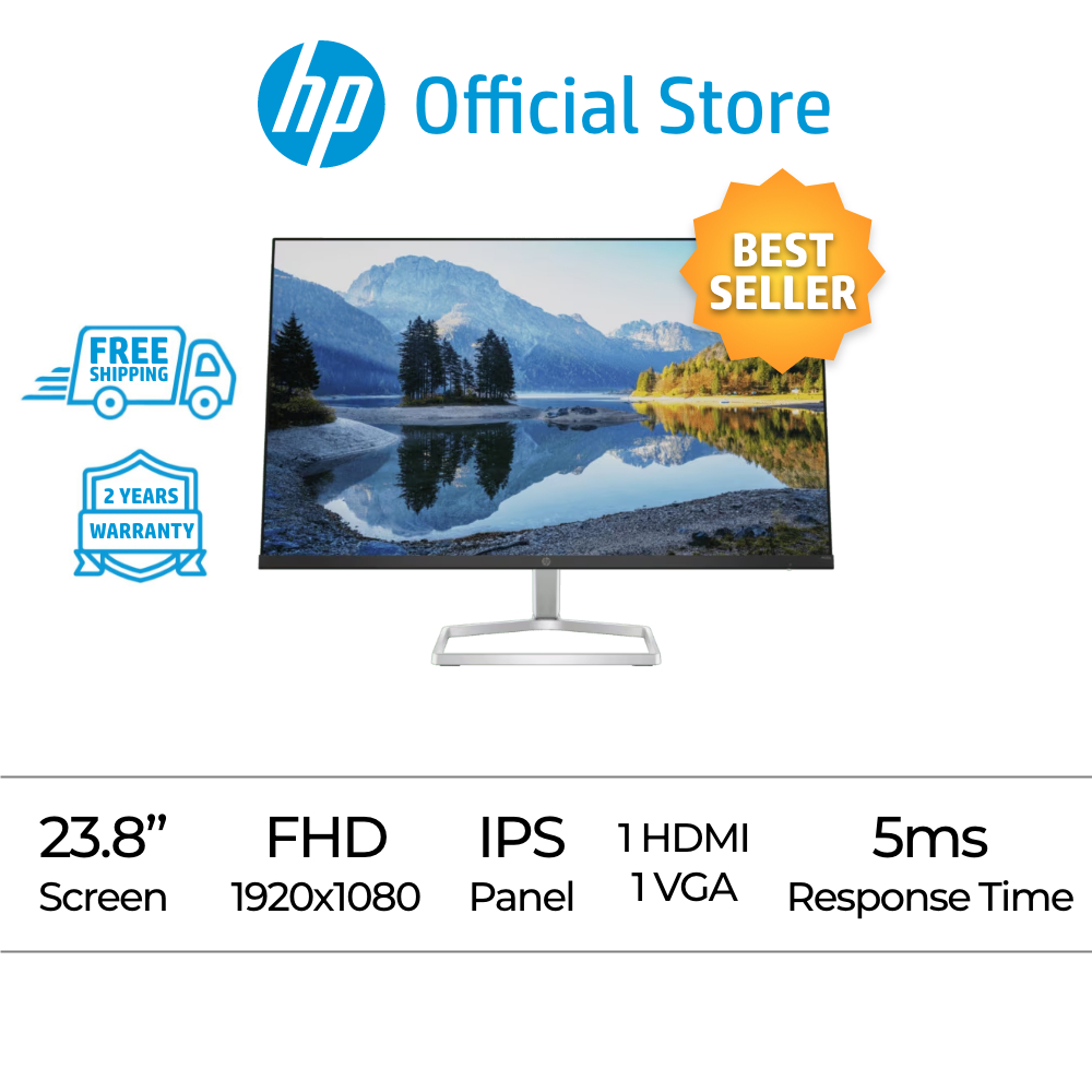 HP M24fe Monitor | 23.8 inch | Full HD (1920 x 1080) | HDMI, VGA | 3 ...