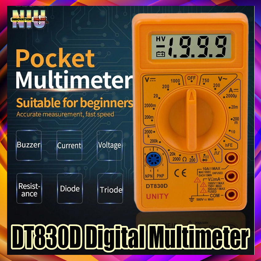 DT830D Mini Digital Multimeter voltmeter Voltage Ampere Ohm Tester DC