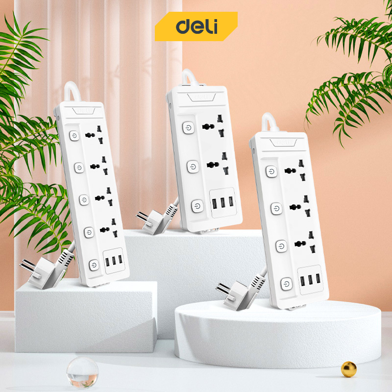 Deli Extension Cord with USB Port Multifunctional Power Strip Power ...