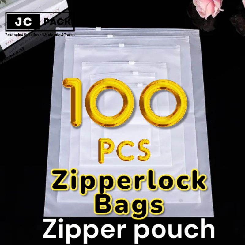 Jcpack 100pcs Zipperlock Bags Zipper Pouch Frosted White Matte