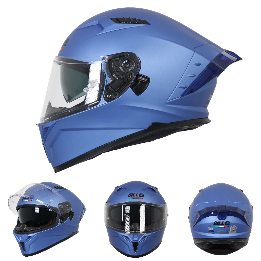 GILLE 843 CIRCUIT Full Face Dual Visor Plain Color Motorcycle Helmet ...