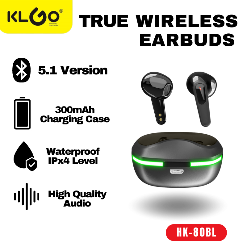 KLGO HK-80BL TWS Wireless Bluetooth Earbuds Earphone with Built-in ...