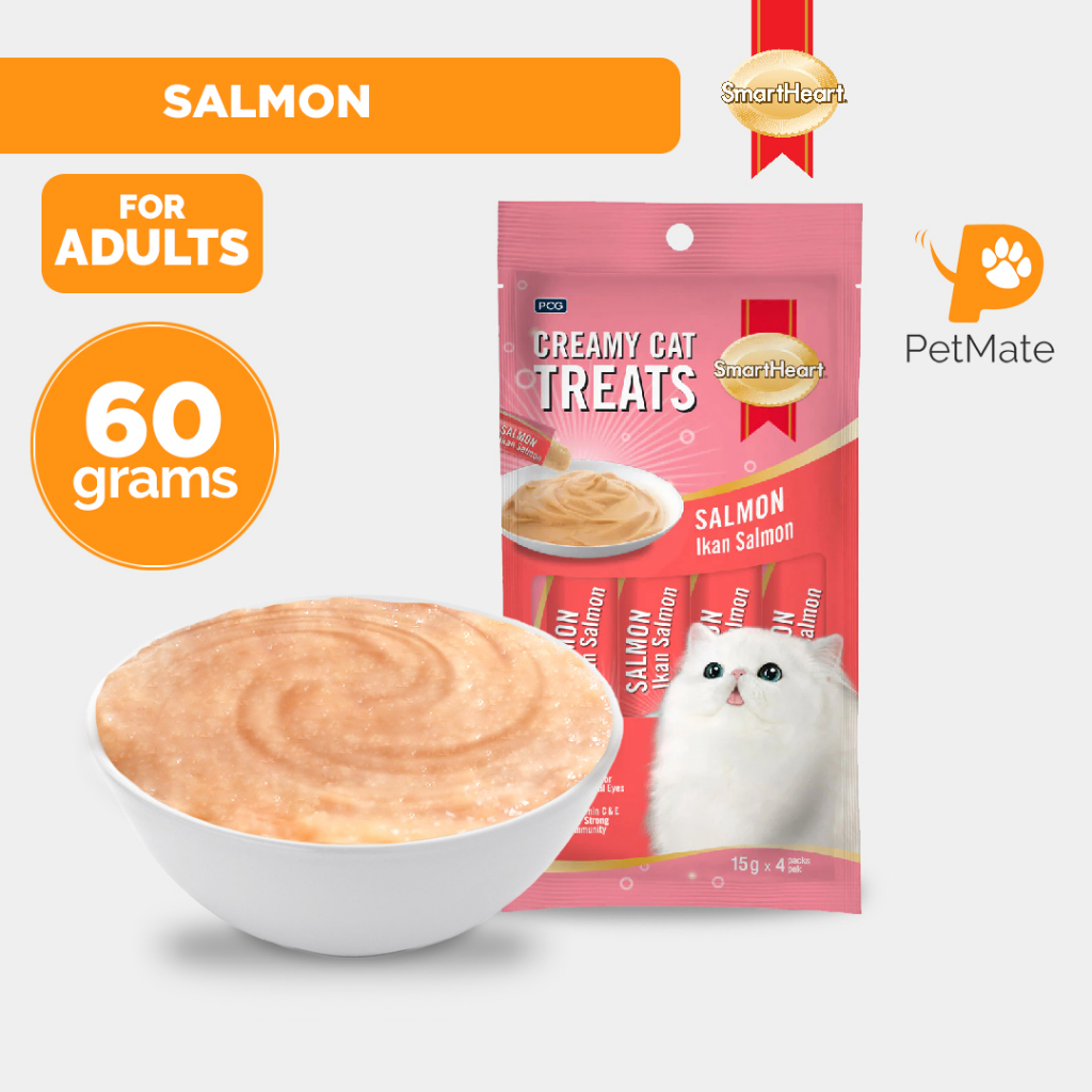 SmartHeart Cat Treat Creamy Chicken Salmon Tuna 60g Collection | Shopee ...