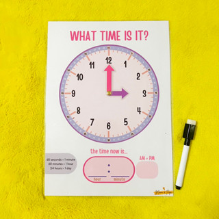 CLOCK telling time w/ movable hands | a4 Laminated FREE marker ...