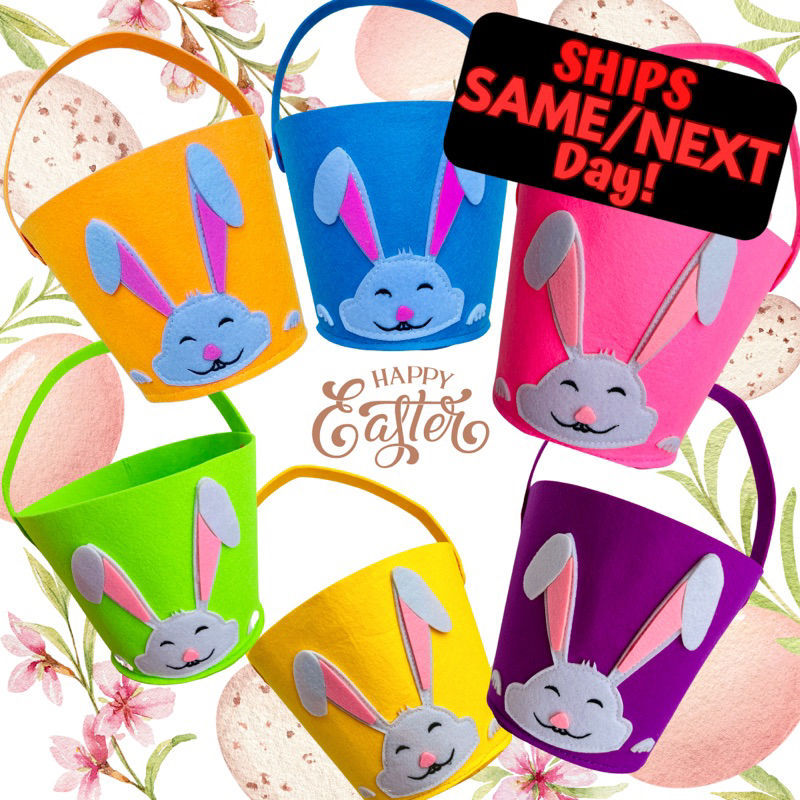 EASTER BASKET Felt Easter Egg Eggs Bunny Rabbit Bag Easter Decoration ...
