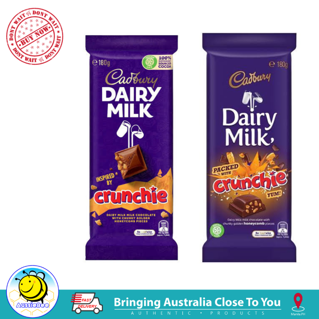 Cadbury Dairy Milk Crunchie Chocolate Block 180g Shopee Philippines