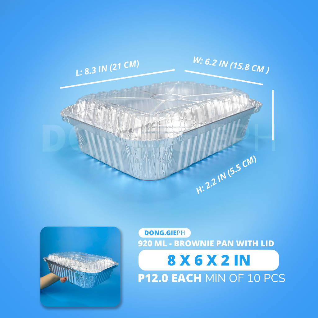 [10 PCS] 8 x 6 x 2 in] Rectangular Brownie Pan Aluminum Foil Trays with