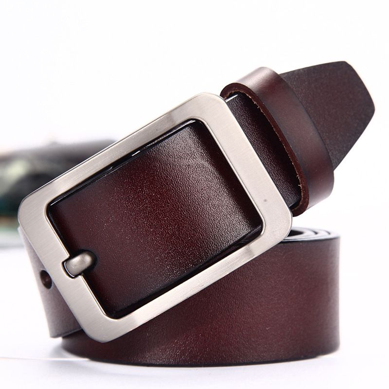 GENUINE LEATHER BELT SQUARE BUCKLE BELT CASUAL BELT FOR MEN | Shopee ...
