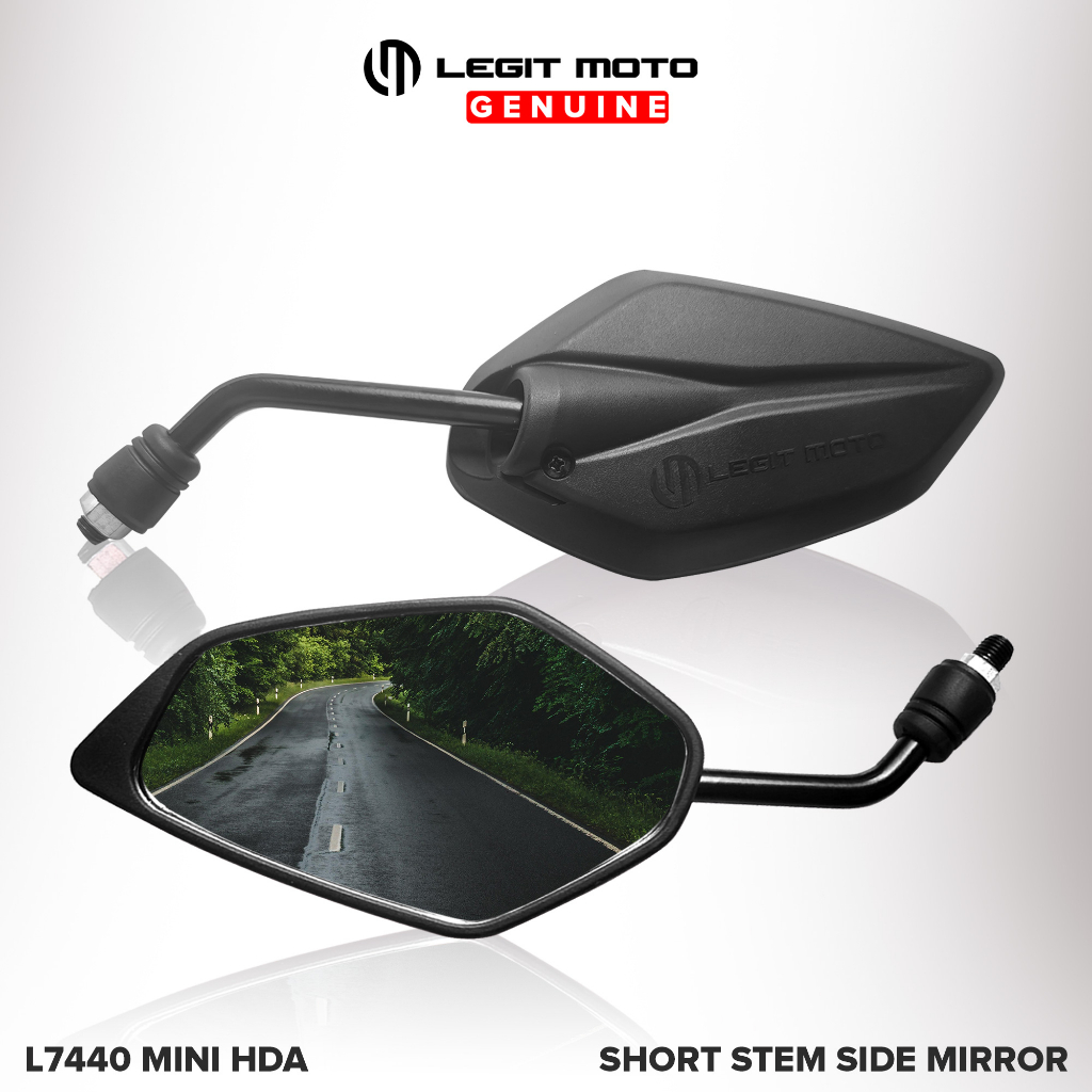 LEGITMOTO ADJUSTABLE SIDE MIRROR SHORT STEM L7440 CLEAR AND NON