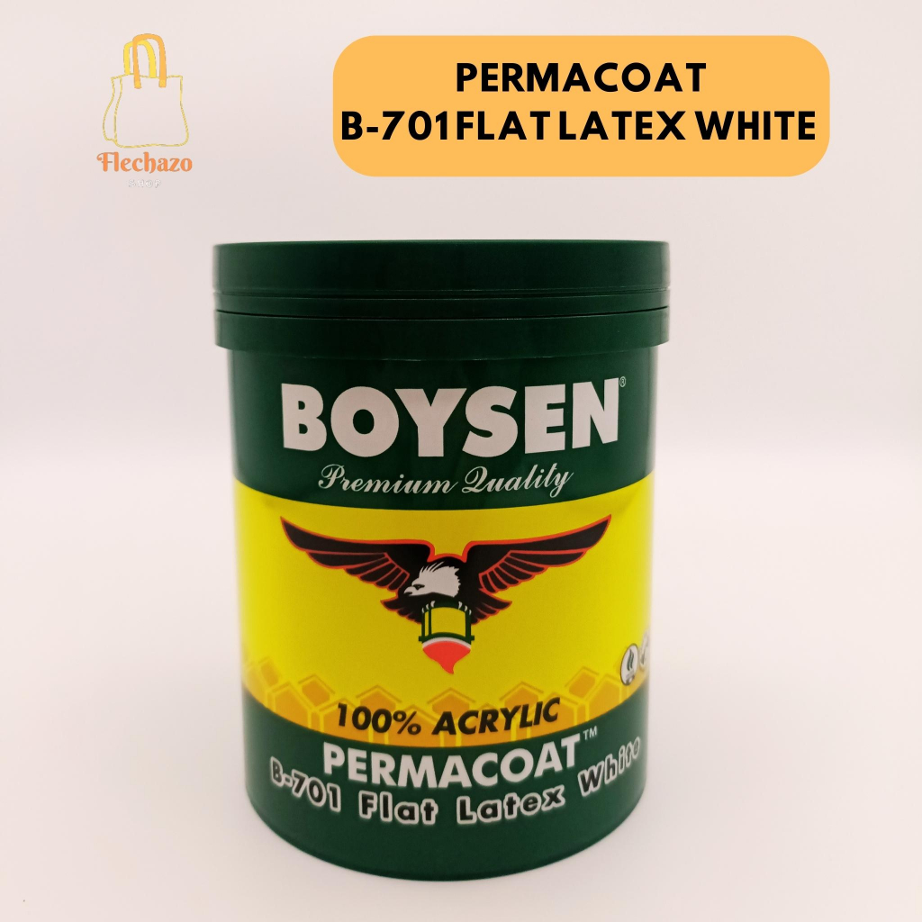 BOYSEN PERMACOAT FLAT LATEX WHITE B-701 1 LITER ORIGINAL | Shopee ...