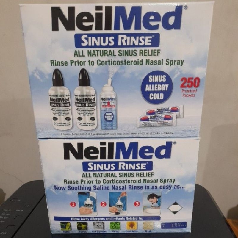 NeilMed Sinus Rinse Kit 250 Premixed Packets + 2 Squeeze bottles + 1