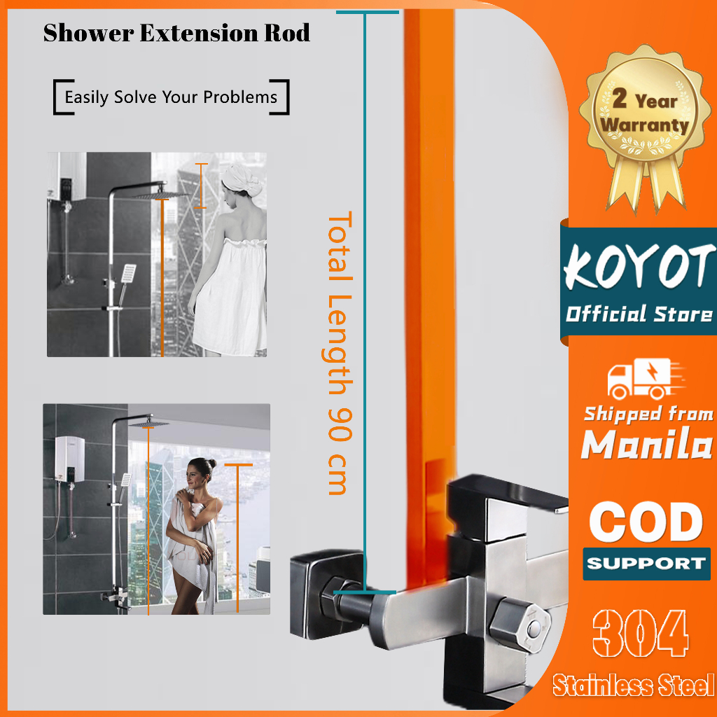 KOYOT 304 Stainless Steel Shower Extender 90cm Square Shower Extension