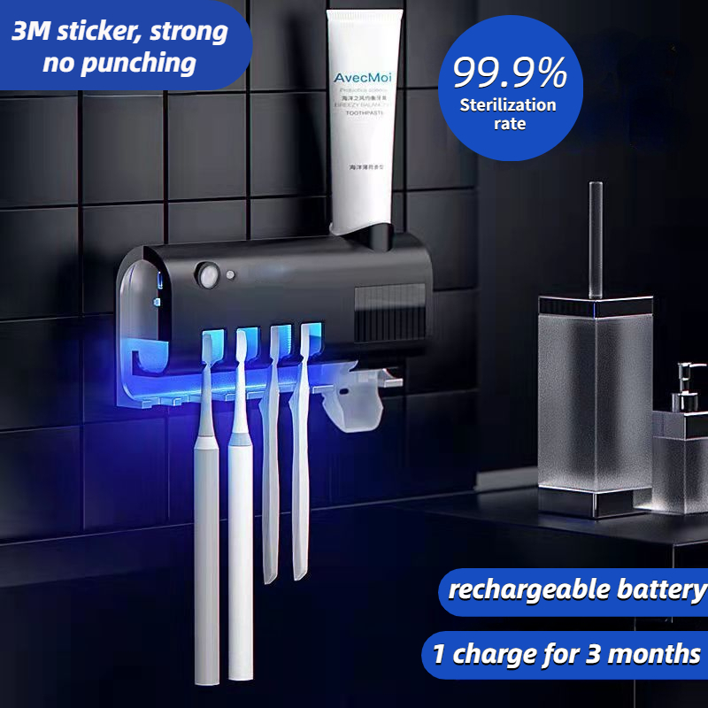 UV Sterilizer Toothbrush Holder Automatic Toothpaste Dispenser Punch