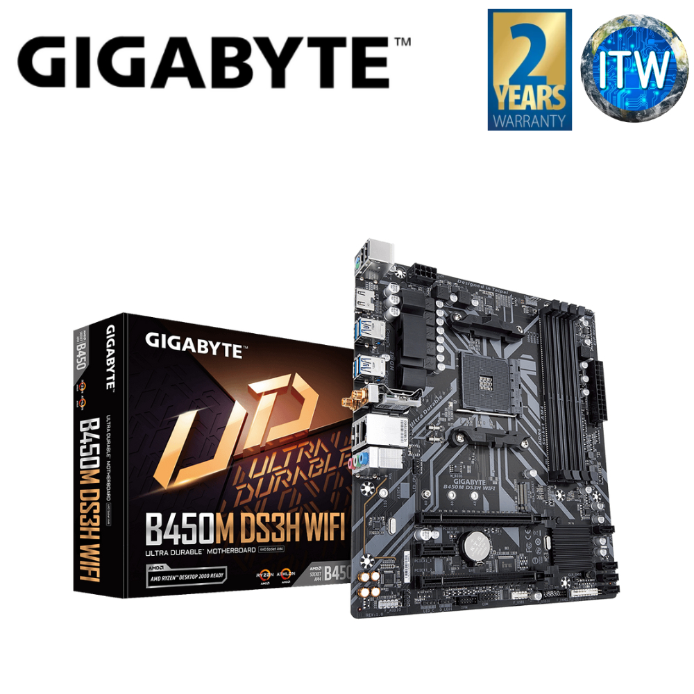 Itw Gigabyte B450m Ds3h Wifi Micro Atx Am4 Ddr4 Ultra Durable