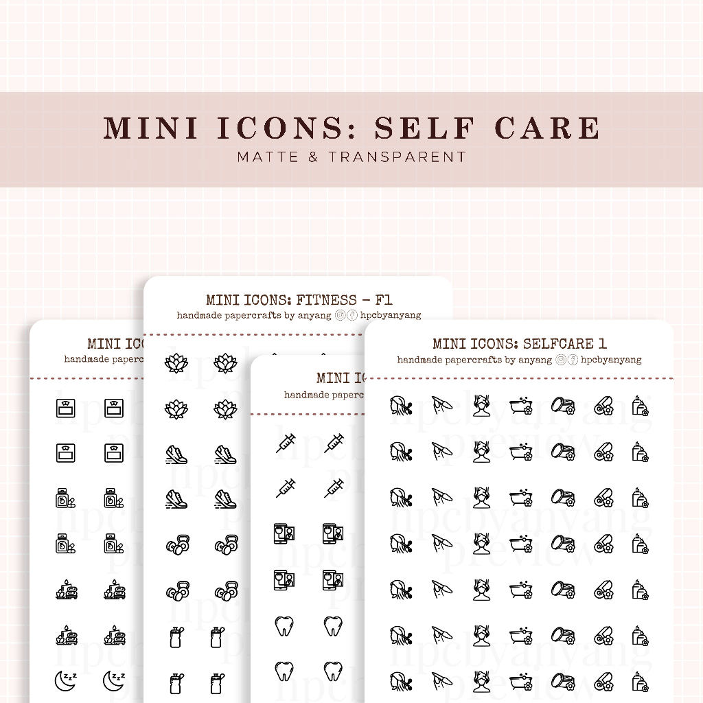 Mini Icons | SELF CARE | Minimal + Functional Planner Stickers for your ...