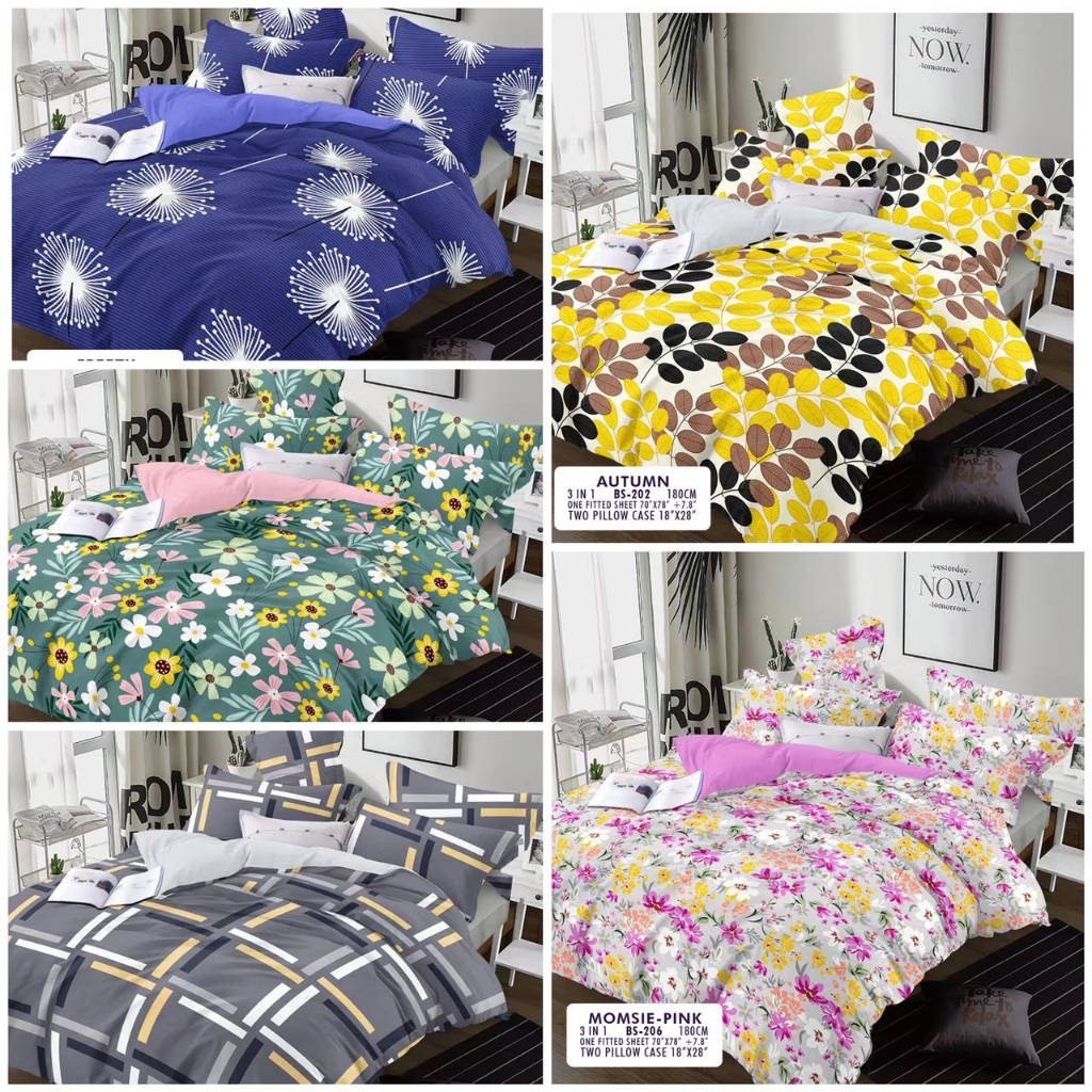 New 3in1 Canadian Cotton Garterized Fitted Bedsheet Set with Pillow