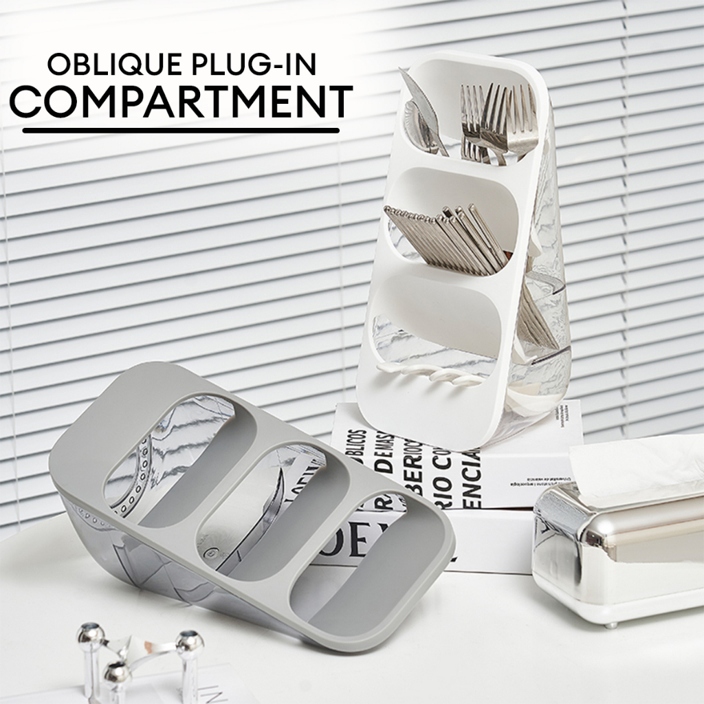 LOCAUPIN 3 Compartment Utensil Holder Kitchen Counter Cutlery Storage