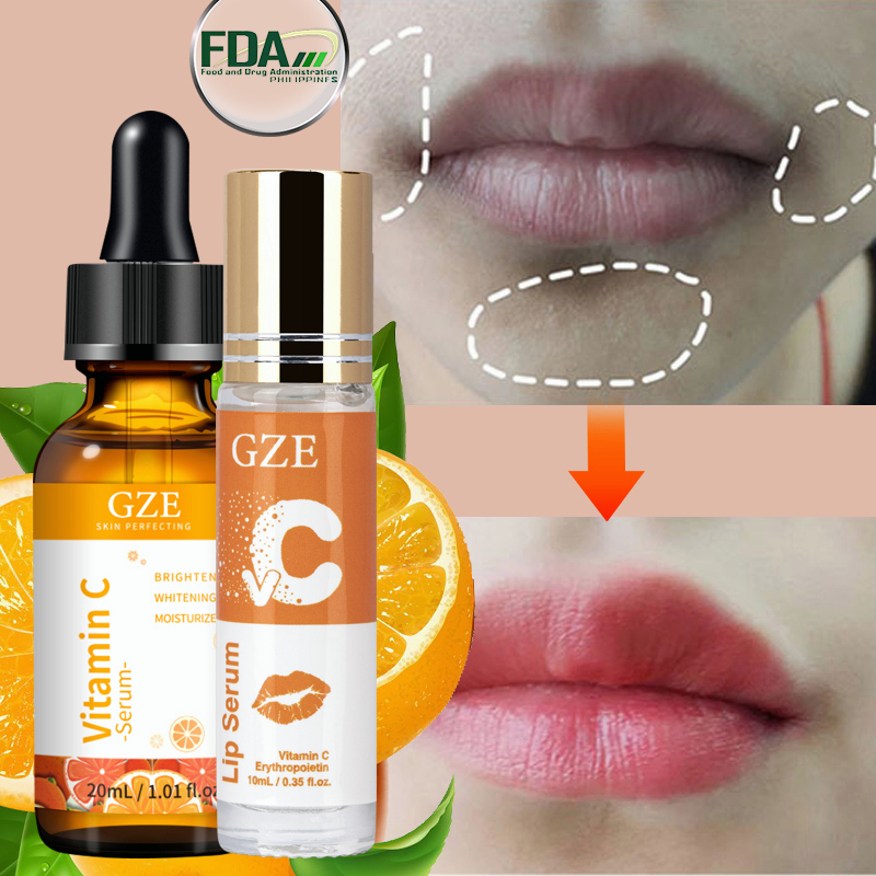 GZE Vitamin C Lip Whitening Serum For Dark Lip Women Pink Lip Essence