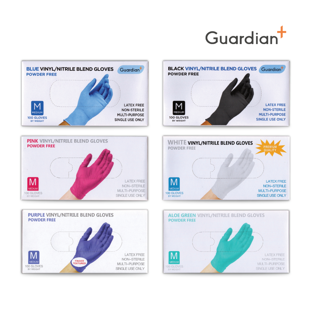 GUARDIAN Disposable Vinyl Nitrile Clean Food Grade Gloves (Blue/Black